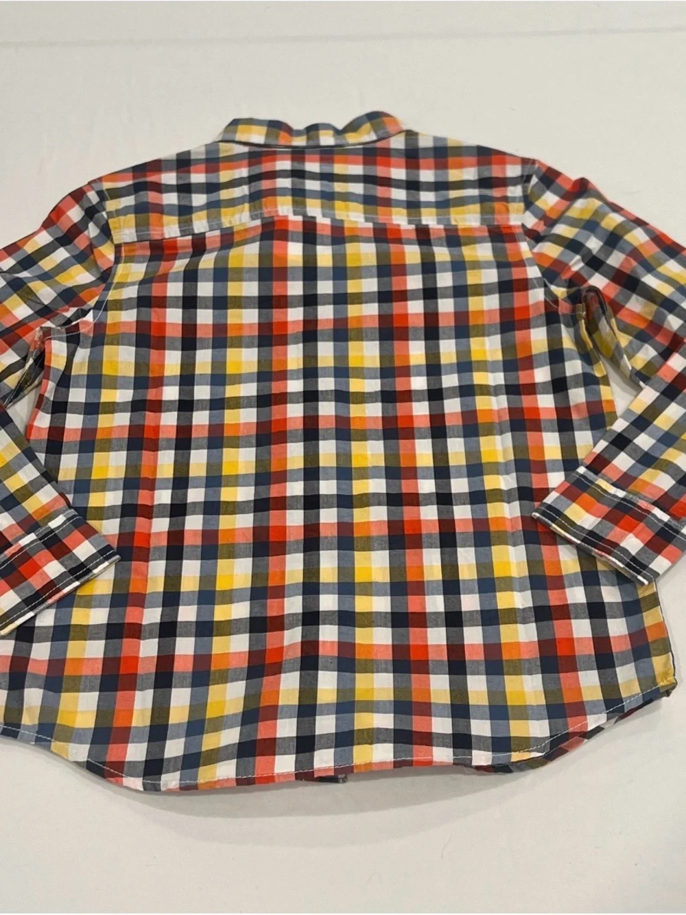 Gymboree Multicolor Plaid Button-Down Shirt (Navy, Orange, Yellow, White)